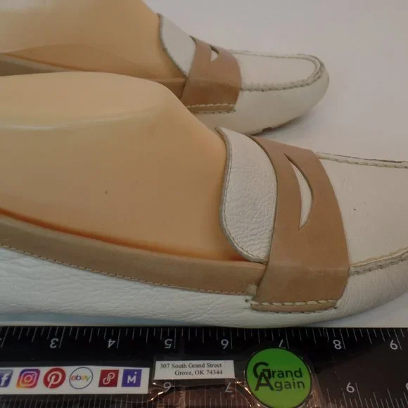 Cole Haan Air White & Tan Leather Slip on Driving Loafers Shoes Sz 9 #D39386 - Picture 7 of 16